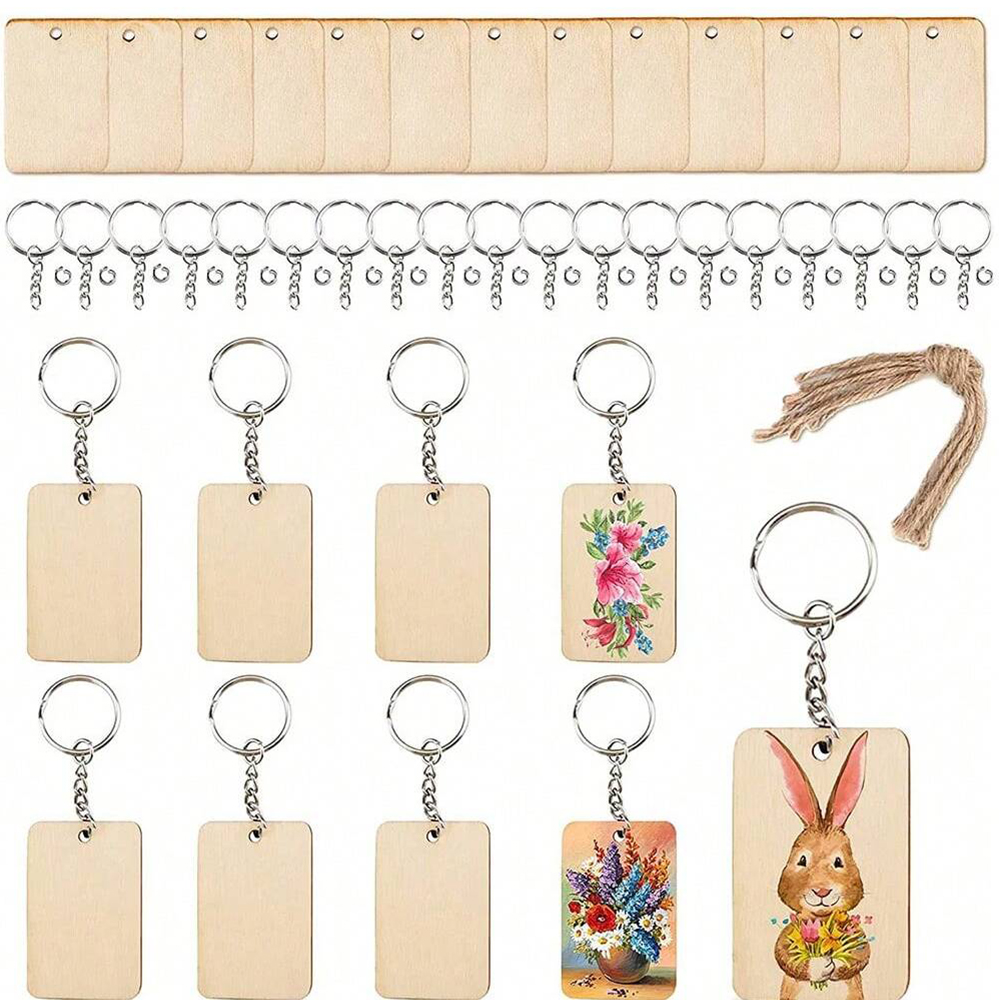 60pcs Blank Wooden Key Chains  – Wood Ring Blank recenzja i cena