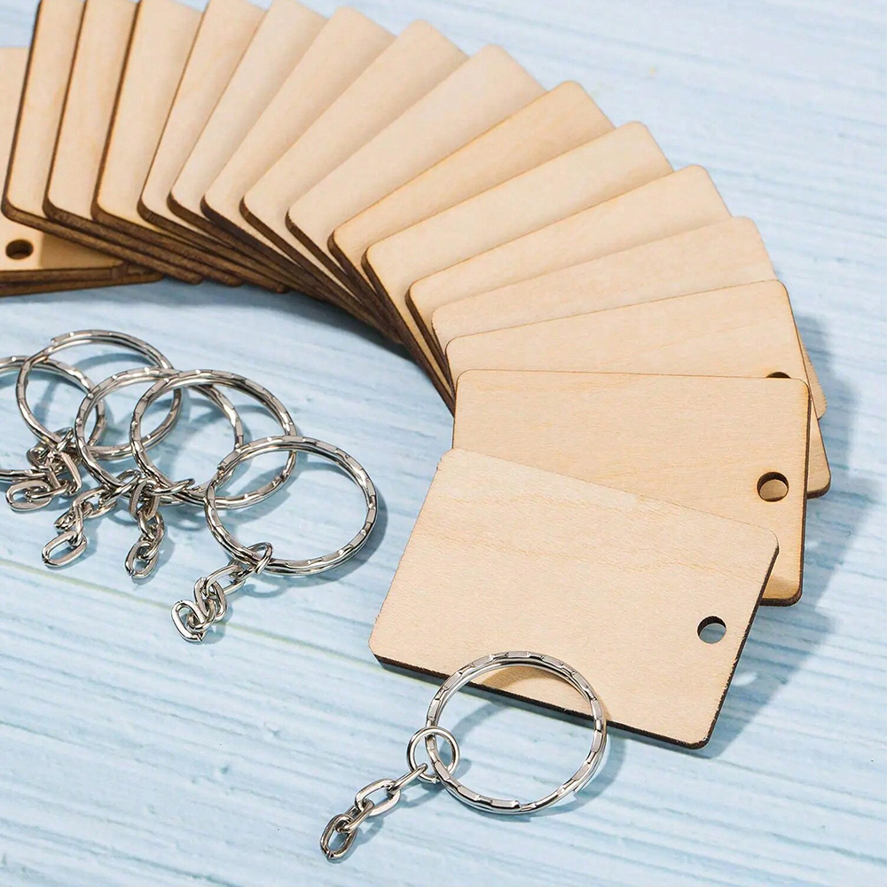 60pcs Blank Wooden Key Chains  – Wood Ring Blank recenzja i cena