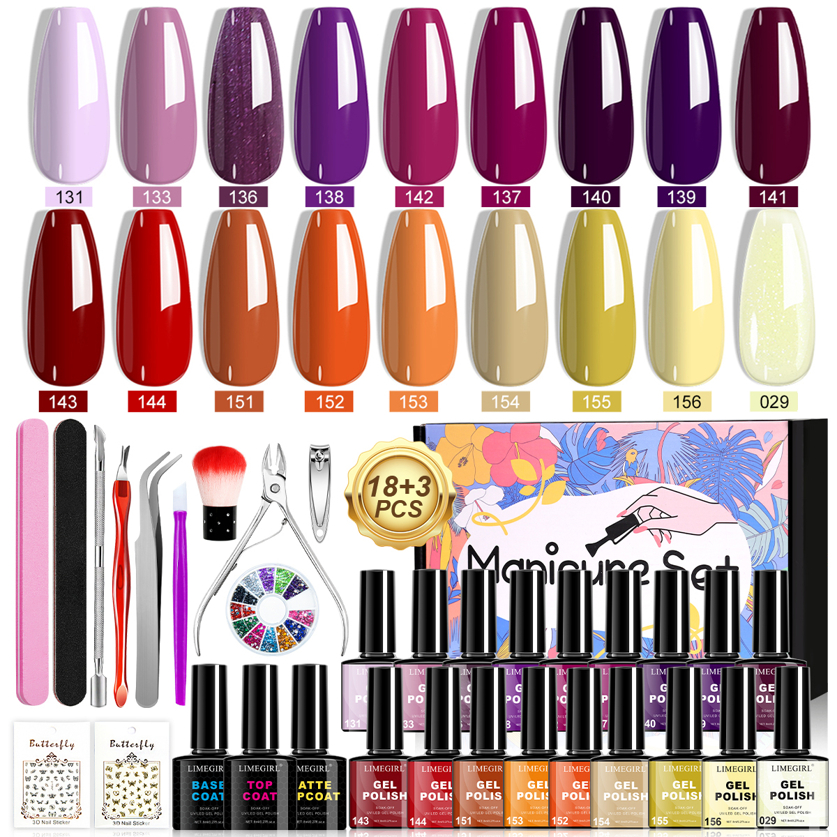 LIMEGIRL 18 PCS Gel Nail Polis – Resin Glitter Pack recenzja i cena