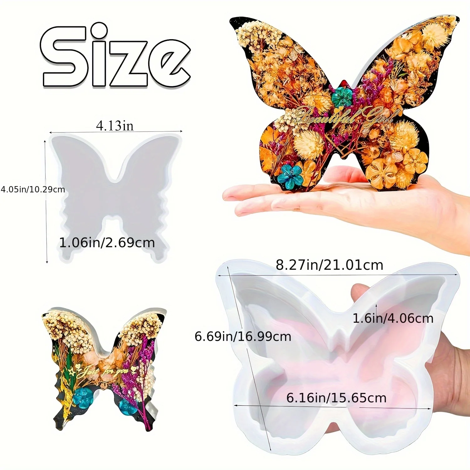 Two sizes of butterfly resin m – Flower Preservation Resin recenzja i cena