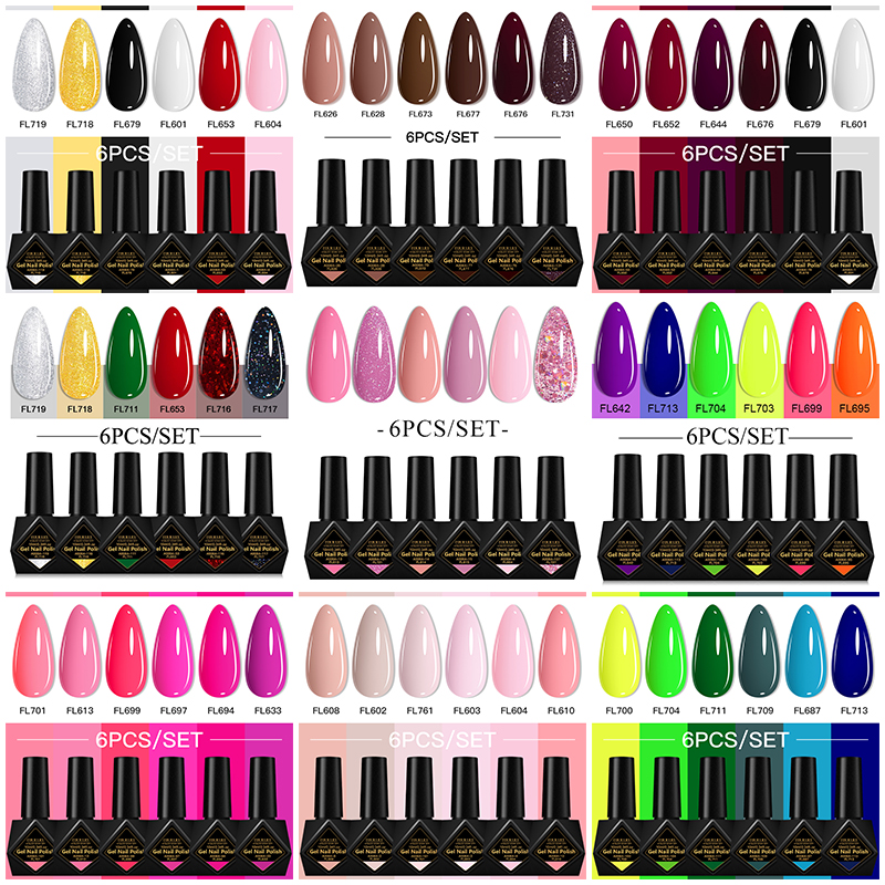 6Pcs/Set 10ML Gel Nail Polish  – Resin Glitter Pack recenzja i cena