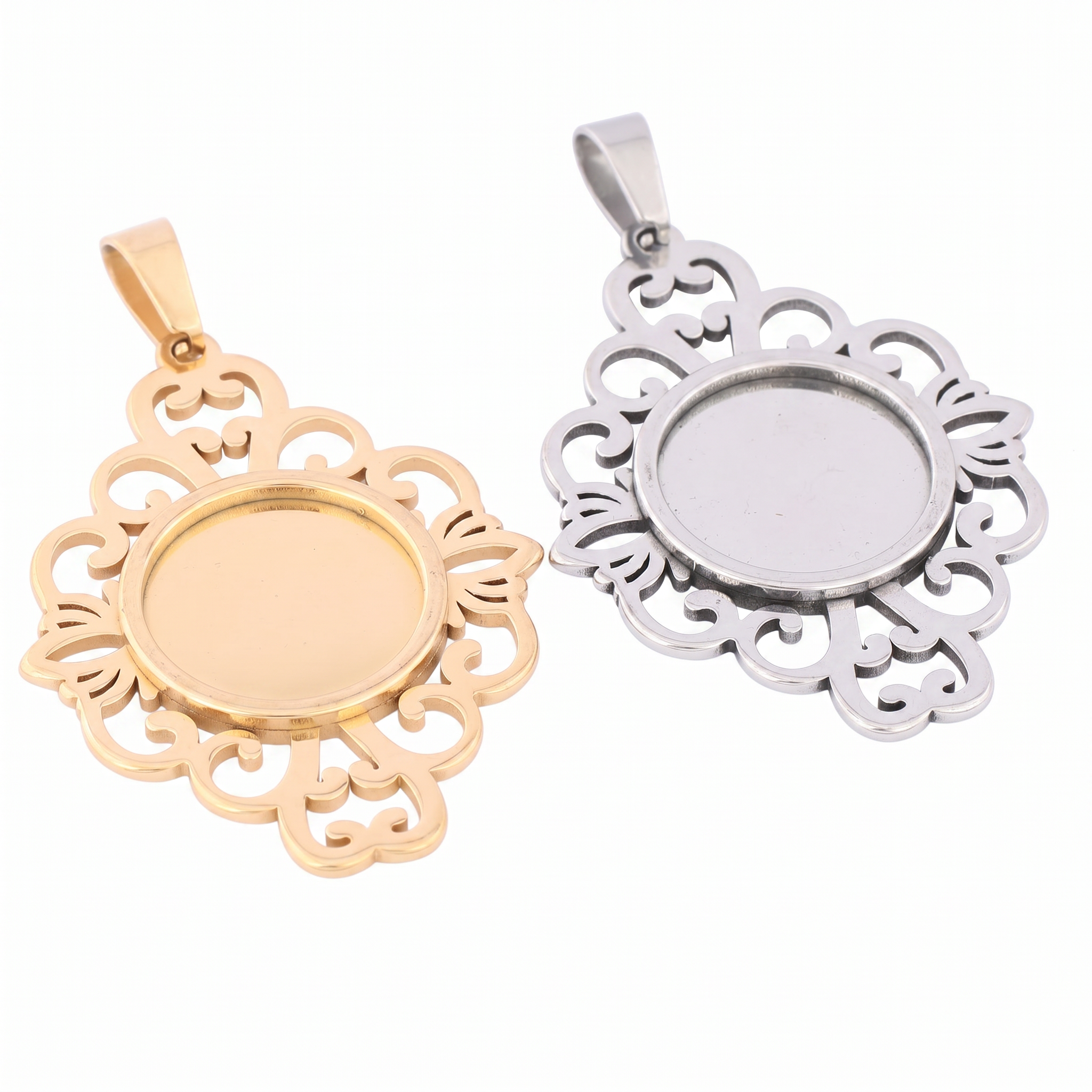5pcs Stainless Steel Filigree  – Bezels Set Pendant recenzja i cena