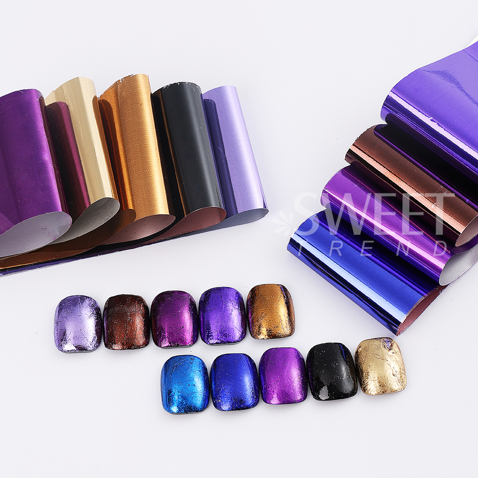 10pcs Metallic Nail Transfer F – Gold Foil Flakes recenzja i cena