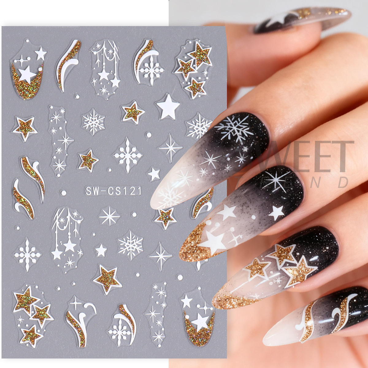 4pcs Winter Cartoon Christmas  – Gold Foil Flakes recenzja i cena