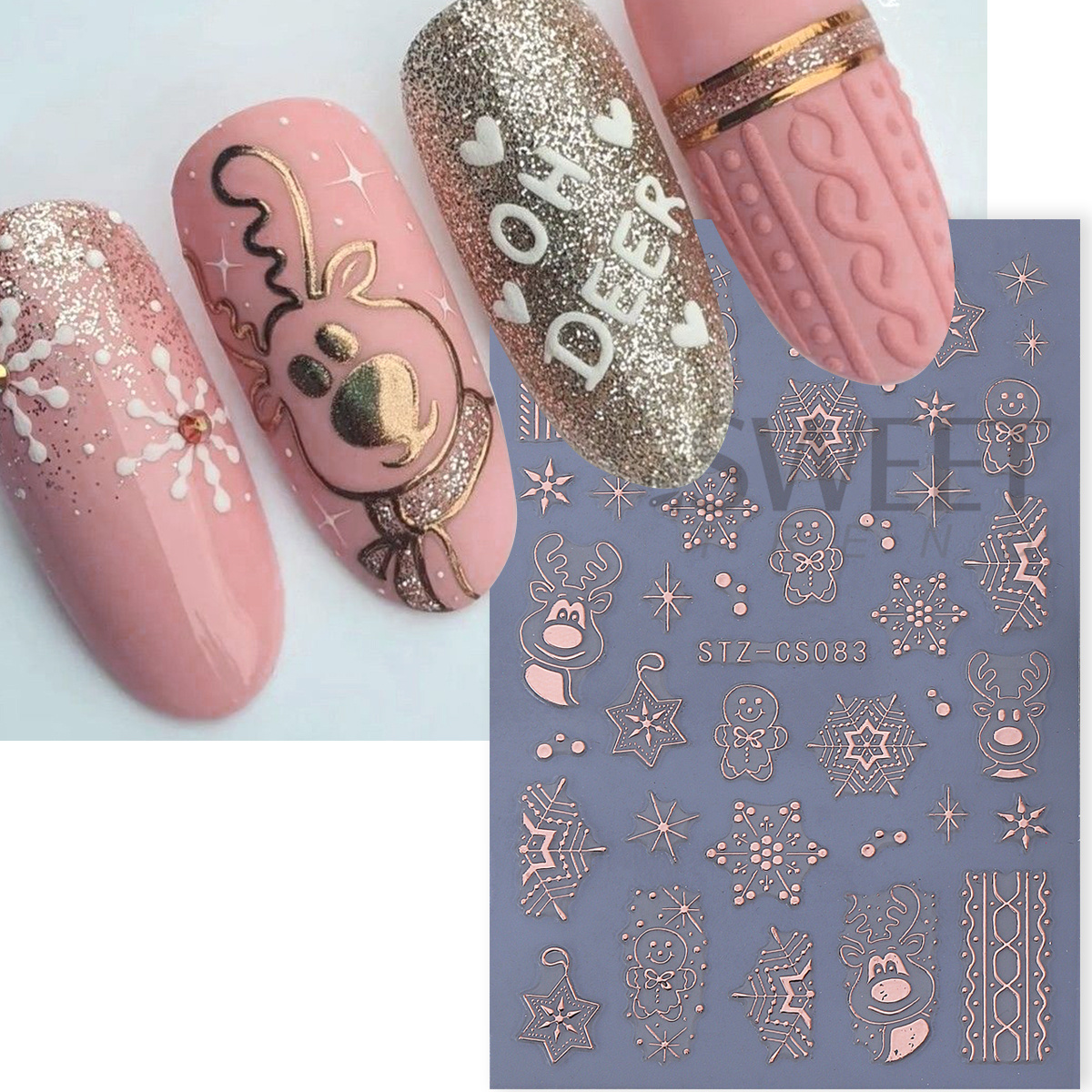 4pcs Winter Cartoon Christmas  – Gold Foil Flakes recenzja i cena