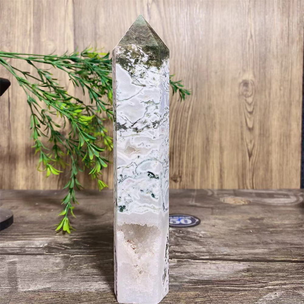 Big Green Moss Agate Druzy Nat – Terrarium Moss Art recenzja i cena