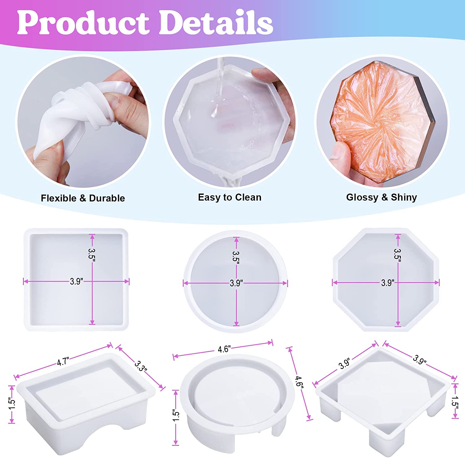 Coaster Resin Molds Silicone,  – Coaster Mold Round recenzja i cena