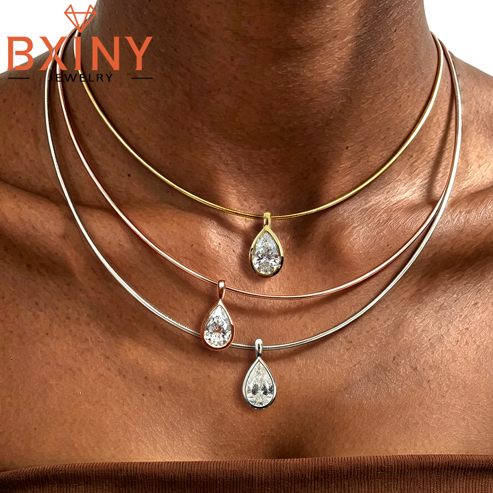 BXINY 3CT Bezel Set Pear Cut M – Bezels Set Pendant recenzja i cena
