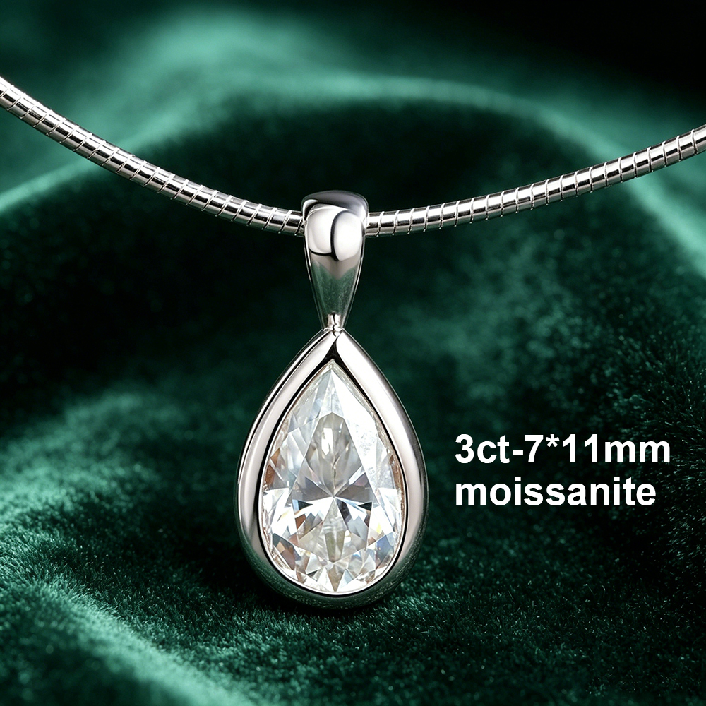 BXINY 3CT Bezel Set Pear Cut M – Bezels Set Pendant recenzja i cena