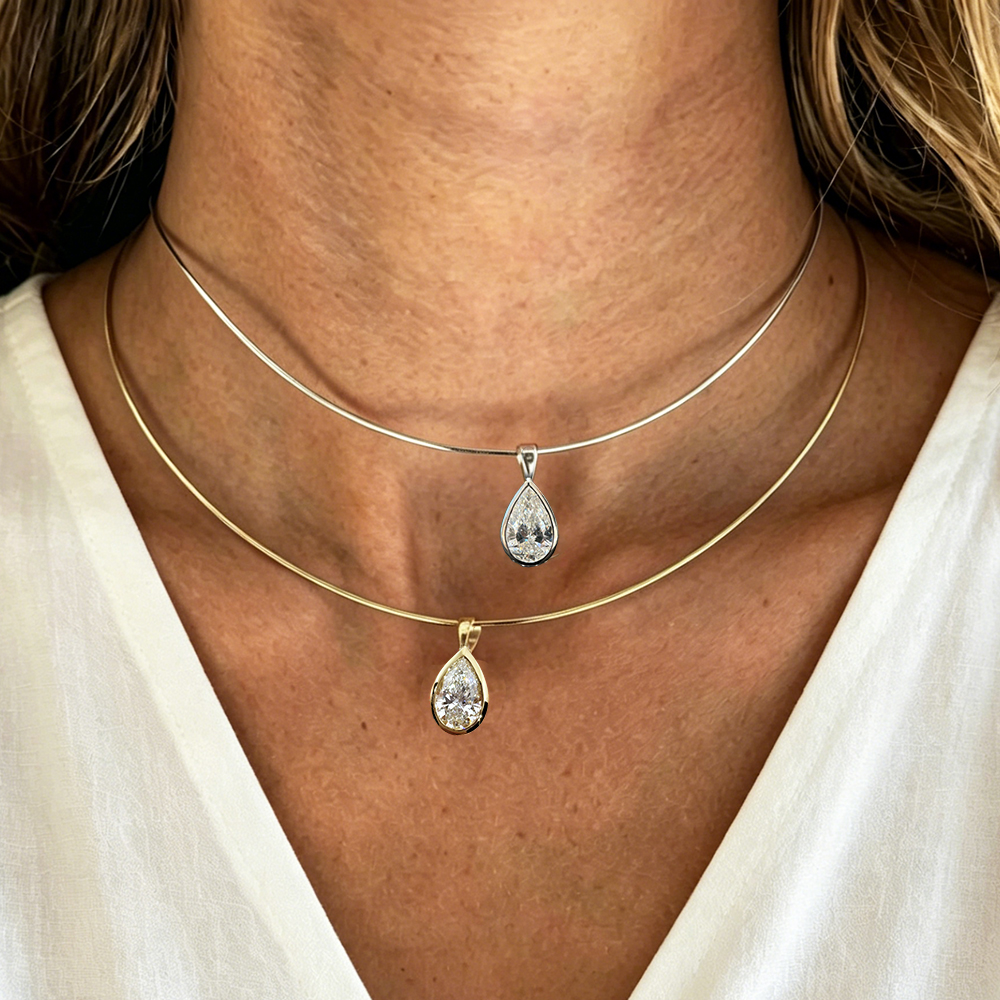 BXINY 3CT Bezel Set Pear Cut M – Bezels Set Pendant recenzja i cena